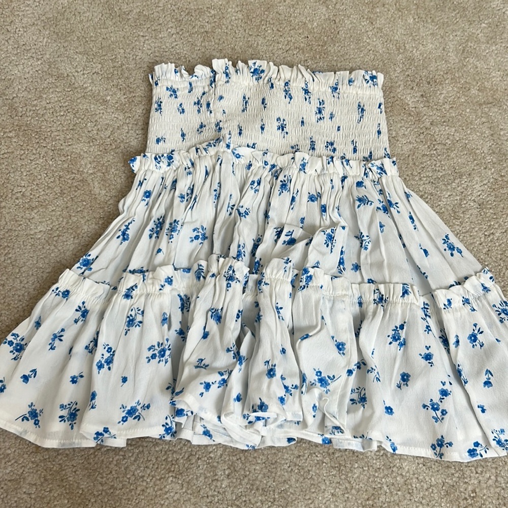 Blue and white floral skirt!!